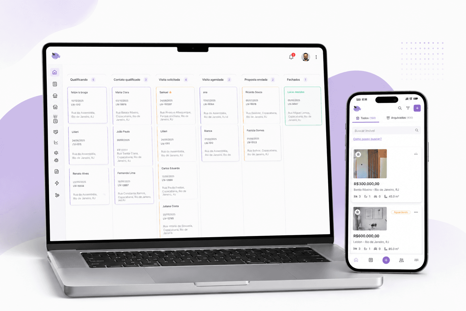 Dashboard da plataforma Livima